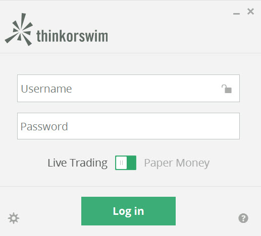 thinkorswim login page and paperMoney