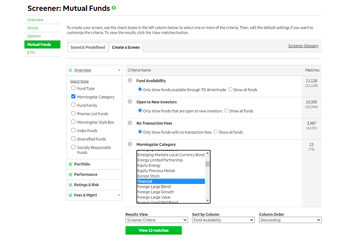 mutual fund screener