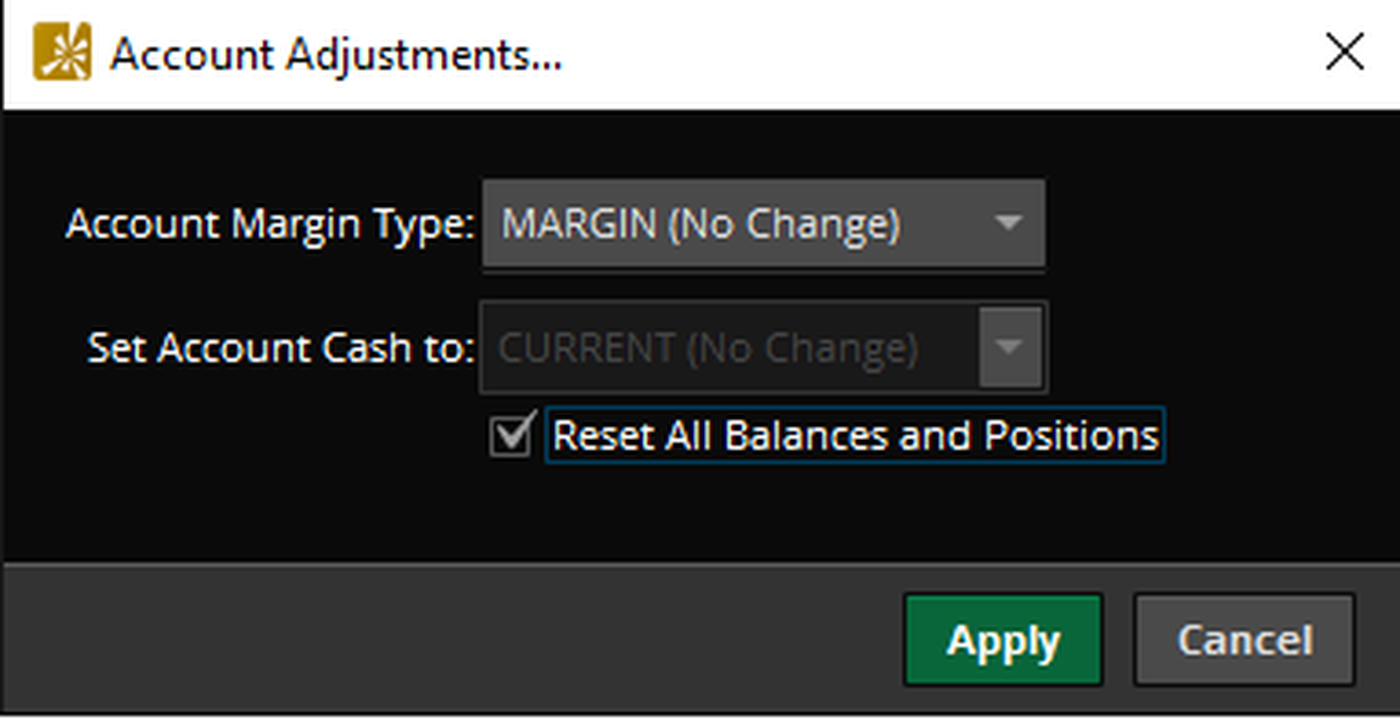 Reset balances and positions on paperMoney